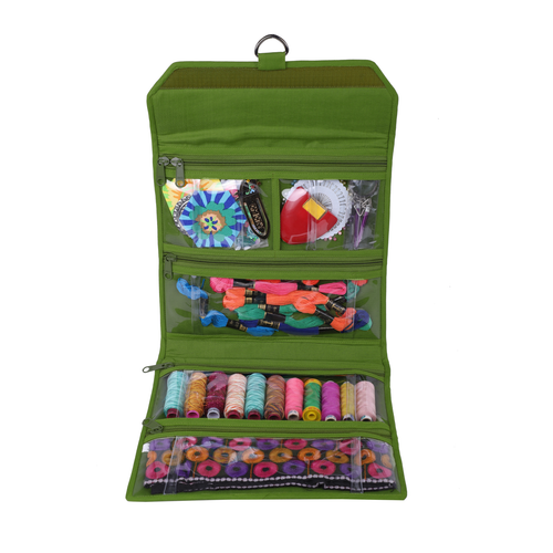 Yazzii ThreadSafe Large Thread Storage Organizer - Holds ~40 Spools, 14.5"x7.25"x3.25", Aqua Color, Portable Craft Case