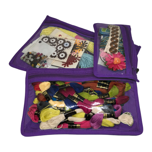 Craft Notions Pouch Set (3PC) Sorting & Organizing (CA510)-Craft Organization-CA510P-Bag, Beads, Cosmetics, Craft Notions Pouch Set (3PC), Crafts, Embroidery Floss, Fabric Pieces, Jewelry, Medication, Multipurpose, Needles, Organizer, Portable, Portable & Multipurpose, Sewing Supplies, Storage, Storage Bag, Thread Spools, Yazzii-Yazzii Craft Organizers and Bags