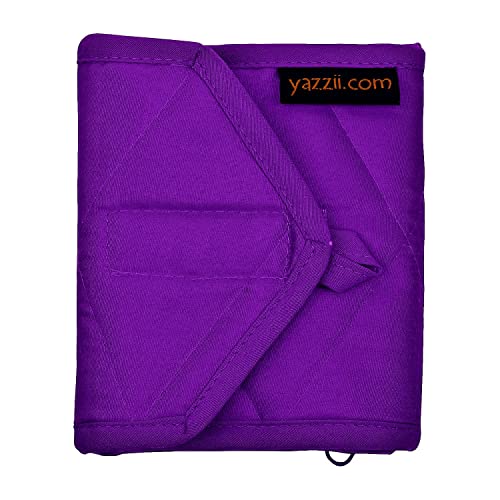 a purple suitcase with a purple tag on it 