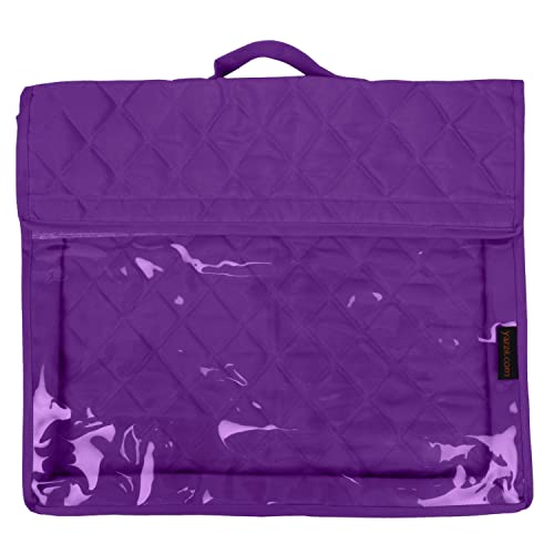 a purple suitcase sitting on a purple blanket 