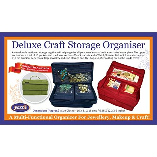 Deluxe Craft /Jewelry Storage Portable Organizer (CA610)-Craft Organization-Applique, Arts & Crafts, Bag, Craft Organizers and Bags, Crafts, Deluxe Craft Storage, Knitting, Multipurpose, Needlework, Organizer, Plain Designs, Portable, Quilting, Sewing, Storage, Storage Bag, Toiletries, Tote, Yazzii-Yazzii Craft Organizers and Bags