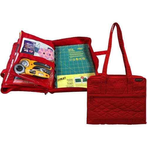 CA880R - Red - Quilter's Project Bag  - Filled/Sewing Mat