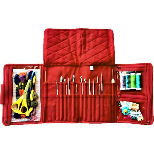 Knitting Needle Storage Organizer Hand Sewing Needle Storage Tube (Red)