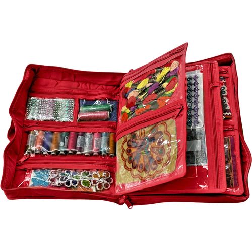 CA880R - Red - Quilter's Project Bag  - Open Filled Thread
